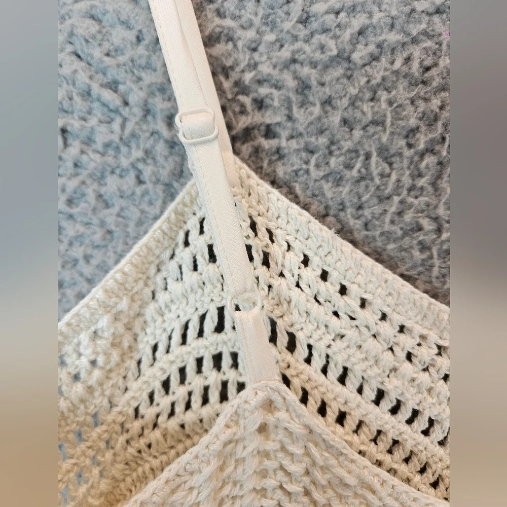 Topshop Midi Slip Dress Womens Sz 6/S Ivory Crochet Bodice - Picture 10 of 12